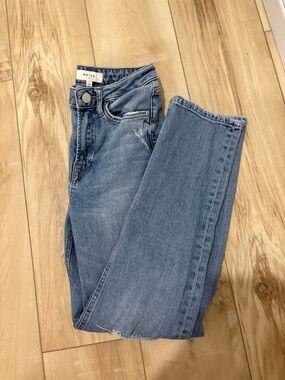 REISS Women's Light Blue Distressed slim straight Jeans